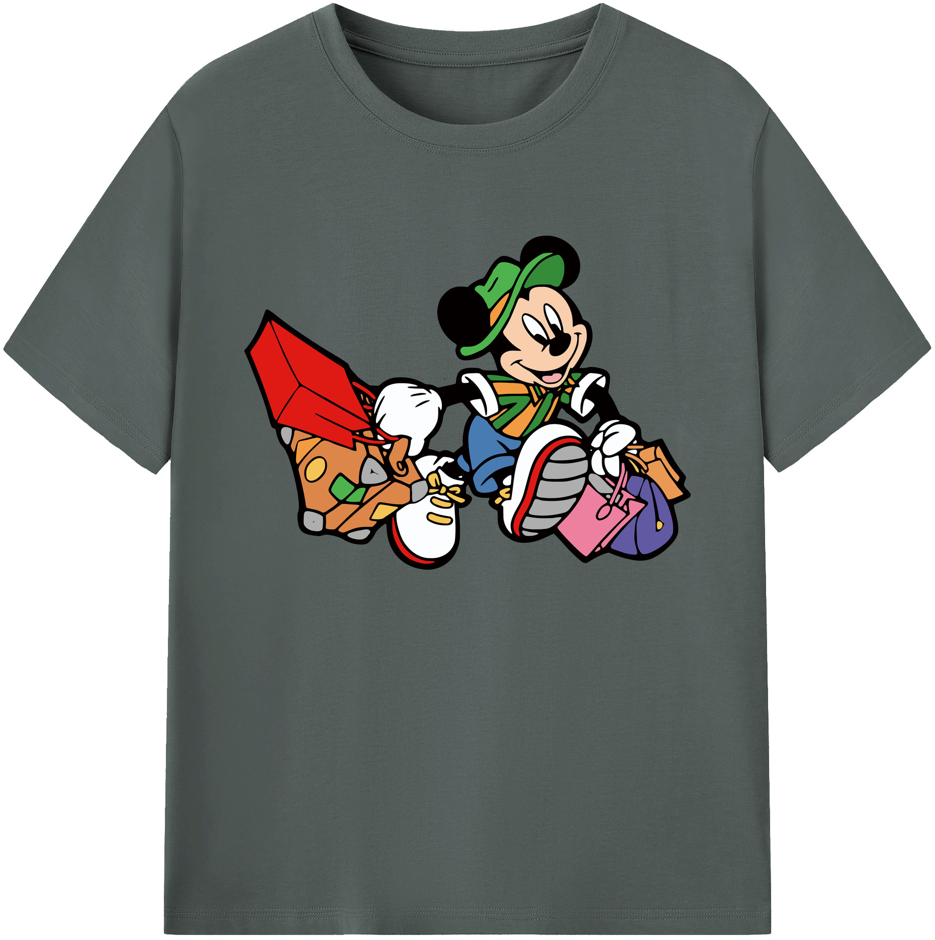 ミッキーマウス Mickey Mouse 綿100％ メンズ半袖Tシャツ｜肌触りやわらか＆通気性